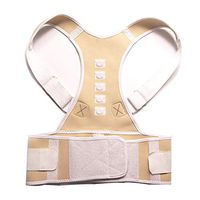 JDSHSO Magnetic Therapy Posture Corrector Back Brace Adjustable Shoulder Back Spine Lumbar Support Belt for Men Women (Beige,L)