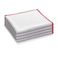 E-Cloth Wash & Wipe Microfiber Dish Cloths, White with Red Trim, 4 Count