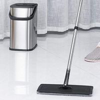 SHPING Mops 360 degree rotating mop, wet and dry cleaning tool, flat extrusion bucket without hands, floor microfiber magic mop, suitable for kitchen floor cleaning (Color : Stainless steel color)