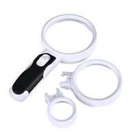 3 Replaceable Magnifying Lens Handheld 2 LED Lighted Magnifier 2.5X 5X 16X Detachable Illuminated Loupe Magnifier for Low Vision, Macular Degeneration, Reading, Maps,Crafts,Hobbies