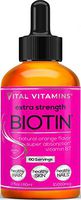 Biotin Extra Strength 10000mcg Natural Orange Flavor Liquid Drops, 60 Servings, Vegan Friendly, Supports Healthy Hair Growth, Strong Nails and Glowing Skin, 3X More Absorption Than Capsules or Pills