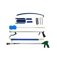 Daffo Green DH-003 Hip Knee Care Kit for Post Surgery Hip Knee Replacement - 8 pcs/Set Folding Pick Up, Reacher, Shoehorn, Bath Sponge, Sock Aid, Dressing Stick.Elastic Shoelace