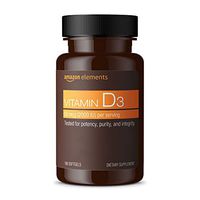 Amazon Elements Vitamin D3, 2000 IU, 180 Softgels, 6 month supply (Packaging may vary), Supports Strong Bones and Immune Health