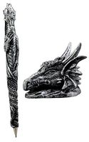 Ebros Ink of Fire Spirit Dragon Pen with Dragon Head Base Holder Figurine 6.5"H Office Desktop Accessory Stationery
