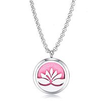 MESINYA 30mm Essential Oil Diffuser Necklace Aroma Hypo-Allergenic Magnetic Locket Pendant With 24'' Chain&Pads (Yoga Lotus)