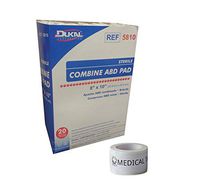 Sterile 8x10 Sterile Abdominal (ABD) Combine Pads Pack of 20 + 1 Roll of Vakly Medical Tape (1)