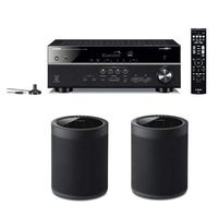 Yamaha RX-V485 5.1-Channel Network AV Receiver with MusicCast, Wi-Fi and Bluetooth - with 2 Pack WX-021 MusicCast 20 Wireless Speaker, Black