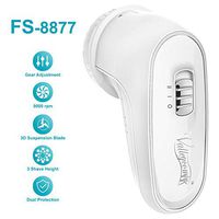 Valleycomfy Lint Remover for Clothes Fabric Shaver 2 Speeds and 3 Shave Heights - Battery Operated, Lint Pills Defuzzer with 2 Replaceable, Adjustable 3D Suspension Blades (White)