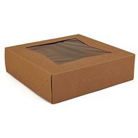 Cakesupplyshop K894G - Strong Superior Quality 9 X 9 X 2.5 Kraft/brown PIE & Cupcake Window Boxes - 10pack