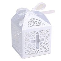 Pixnor 50pcs Wedding Sweets Candy Boxes Gift Favour Boxes - Hollow Cross Style (White)