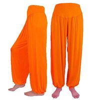 Meikosks Womens Cotton Soft Yoga Elastic Loose Casual Bottoms Sports Dance Harem Pants Orange