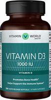 Vitamin World Vitamin D3 1000 IU 250 Softgels, Promotes Bone Health, Supports Immune System, Rapid-Release, Gluten Free