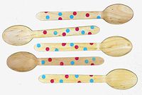 Perfect Stix 5.5" Disposable Wooden Spoons with Multi Color Polka Dot Print- Pack of 48ct