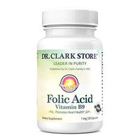 Dr. Clark Folic Acid (Vitamin B9) Supplement, 1mg, 50 Capsules