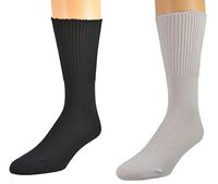 Sierra Socks Health Diabetic Wide Calf Cotton Crew Women's 2 Pair Pack (Fits Shoe Size 6-10, Socks 9-11, White & Black)