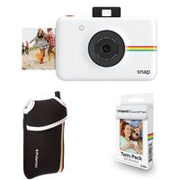 Polaroid Instant Digital Camera Bundle - White Camera with Black Neoprene Pouch & 20 Pack Photo Paper