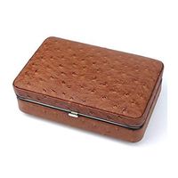 Smoking Set/Travel Portable Cigarette Box Cedar Wood Lined Leather Surface Moisturizing Box with Cigar Cut Leather Box Men's Gift Box A Variety of Styles Available Mute (Color : Brown 2)