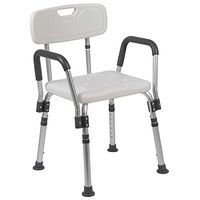 Flash Furniture HERCULES Series 300 Lb. Capacity Adjustable White Bath & Shower Chair with Quick Release Back & Arms
