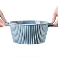 Bowl Bowls Dishware Soup Bowl, Binaural Vintage Ceramic 8.5 Inch Large Capacity Ramen Bowl Home Fruit Salad Bowl Dish Bowl for Home Kitchen Restaurant Tableware Snack Bowl Dessert Bowl for kitche Hous