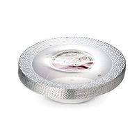 [32 Count - 12 Oz Bowls] Laura Stein Designer Tableware Premium Heavyweight Plastic White Soup Bowl With Silver Designed Border, Party & Wedding Plate Glitz Series Disposable Dishes