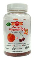 Gummy Vitamin D for Adults & Kids - Delicious Peach Cherry Gummy Bear Vitamin D3 - Kosher Certified Gluten Free No Artificial Colors 100 Count
