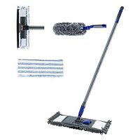 Household Cleaning Tools Set of Flat Cleaning Mop 2-in-1 Window Squeegee Adjustable Cleaning Duster with Long Handle and an Extra Microfibre Mop Pad