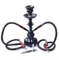 JYH-U Double-Pipe Finished Hookah Set, Small Colored Pumpkin Glass Hookah for Two People, 2 Free Hoses and 1 Pliers (Color : Black)