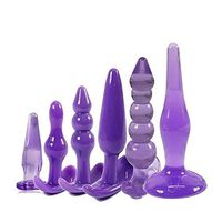 SixT Beginner Anales Trainer Kits for Women 100% Waterproof Silicone Beginner Starter Set Toys with T-bar Base 02 (6 PCS)