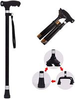 XIAOXIAO Multifunctional Folding Crutches, Non-Slip Cane Lightly Adjustable Aluminum Walker with Light Suitable for Middle-Aged and Elderly People