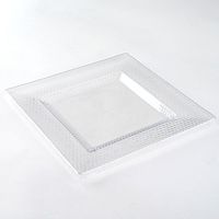 BalsaCircle 20 pcs 9.5-Inch Clear with Honeycomb Plastic Square Plates - Disposable Wedding Party Catering Tableware