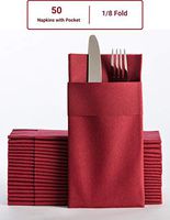 Burgundy Dinner Napkins Cloth Like with Built-in Flatware Pocket, Linen-Feel Disposable Paper Hand Napkins for Kitchen, Bathroom, Parties, Weddings, Dinners or Events, 16x16 inches, Pack of 50
