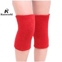 Runworld (1 Pair) Cotton Non-slip Soft Knee Pad Support Brace Protector Leg Sleeve Kneelet Thickening Extended Warm For Men & Women Outdoor Sports Running Dancing Gym Yoga Fitness (Red)