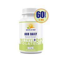 Our Daily Vites L-Methylfolate 5 mg + B 12 (1000 mcg) - Active Folate, Methylated B12 and Glycine for Brain, Heart & Fetal Health, 60 Count (2 Month Supply)