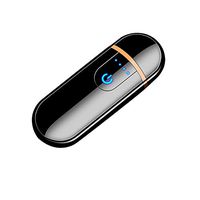 Angelduck Electronic Rechargeable Cigarette Lighter, Touch Ignition Lighter, USB Double Sided Lighter, Windproof Plasma Lighter for Candle, Cigarette Power Indicator Flameless (Black ice)