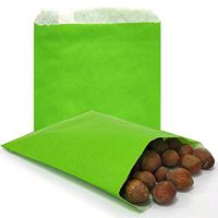 AZOWA 100 CT Small Paper Treat Sacks Green 5 x 7 Inches Candy Buffet Bags for Party