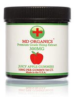 300mg 30ct. MD Organics Pure Organic Hemp Oil Gummies Juicy Apple Vegan Pain Stress Immune Support Mood Skin Hair Vitamins Omegas Amino Acids Lab Tested Certified
