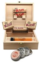 Bundle - 8 Items - Rolling Supreme Rolling Box, RAW Natural 1 1/4 Rolling Papers, RAW Prerolled Tips, RAW 79mm Roller, Rolling Paper Depot 42mm Grinder and Kewltube