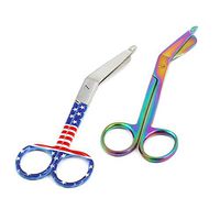 LAJA IMPORTS 2pcs- 5.5" German Grade EMT Lister Bandage Scissors Nurse Shears USA Flag & Multi-Colored