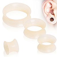 Ultra Thin Silicone Earskin Flesh Tone Plug - 1" - Sold as a Pair