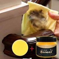 Beeswax Wood Polish All Purpose Beewax Wood Cleaning Furniture Care Wood Protection for Cutting Boards Bamboo Wooden Surfaces Renew Wood Solution (1Pc Cleaning Wax (85 g) + 1 Sponge)