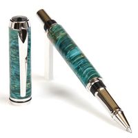 Baron Rollerball Pen - Rhodium - Rhodium - Turquoise Box Elder