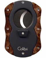 Cut Double Guillotine Cigar Cutter in an Attractive Gift Box Black with Black Blades Warranty Black Dark Burl Wood
