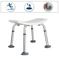 Bath Stool Chair, Elderly People with Disabilities Bath Chair, Comfortable Curved Large Seat Plate, Maternity Bathroom Stool, Anti-Slip Rust, 7 File Height Adjustable,for Elderly, Handicapped