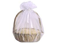 Organza Wrappers- White Organza Wrappers 48" Diameter with Tassel Tie Cord (5 Packs; 3 Bags Per Pack)- WRAPS-10801