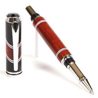 Baron Rollerball Pen - Rhodium - Ebony & Bloodwood with Inlays