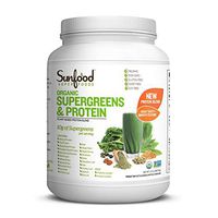 Sunfood Organic Supergreens & Protein | New Plant-Based Protein Blend (Pea, Hemp, Almond, Pumpkin) 19 Green Superfoods, Enzymes & Probiotics | Gluten, Soy & Dairy Free | Zero Fillers | 2.2 Lb Bulk Tub