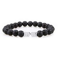 Bivei Essential Oil Diffuser Bracelet, Lava Rock Stone Bead Hametite Therapy Arrow Bracelet-Silver
