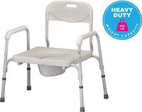 NOVA Heavy Duty Bedside Commode, Extra Wide Seat, 450 lb. Weight Capacity, Seat Height Adjustable, Stand Alone or Over Toilet Commode, White