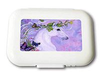 Small Weekly Pill Case - Watercolor Unicorn Travel Pill Organizer Box for Travel Safe Plastic Material 7 Small and 1 Large-Compartment