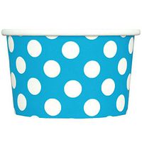 [50 Count] Blue Paper Ice Cream Cups - 4 oz Polka Dot Dessert Bowls - Comes In Many Colors & Sizes! Frozen Dessert Supplies